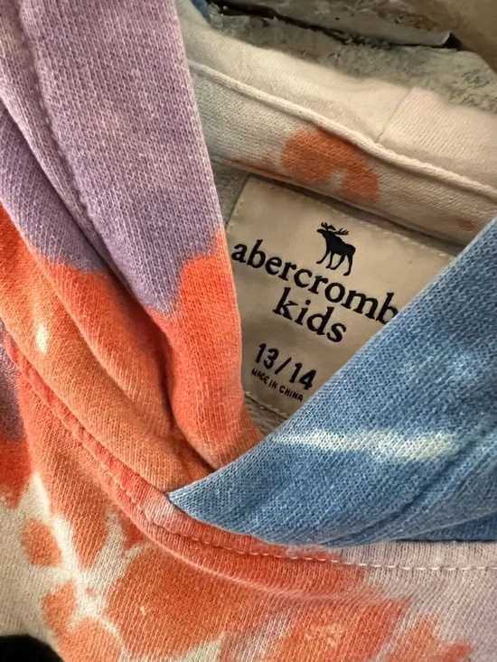 abercrombie kids Tie-Dye Hoodie in Purple, Blue & Orange - Picture 2 of 3